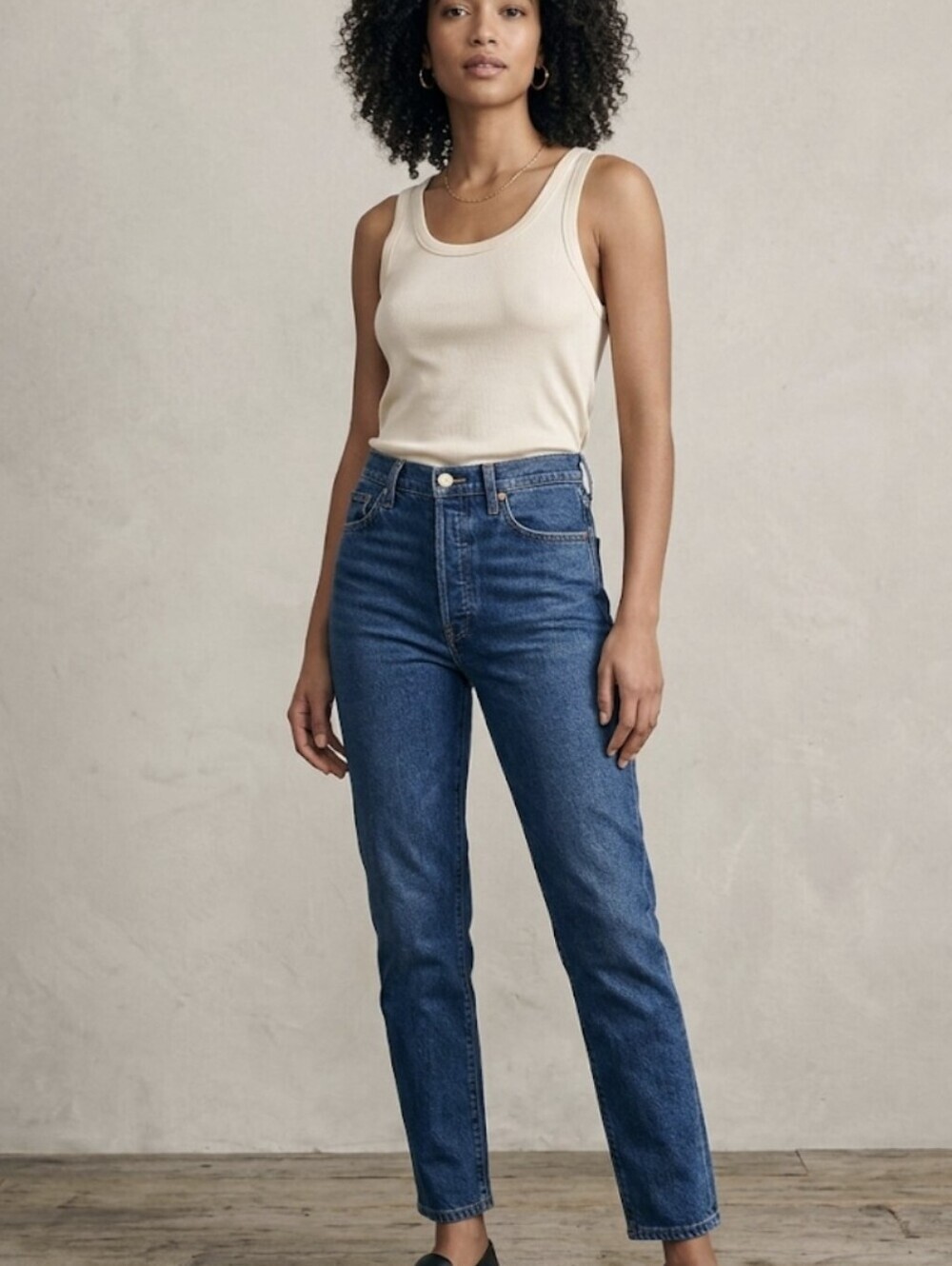 RE/DONE Salvage High Rise Straight Leg Crop Jeans Blue Wash Button Fly Size 30